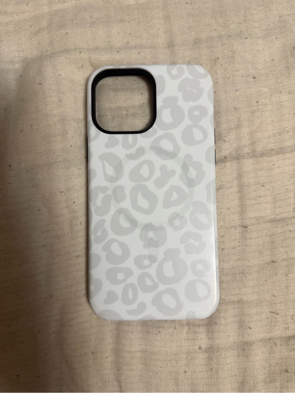 Amazon White Leopard Print Phone Case with Light Gray Accents IPHONE 13 PRO MAX